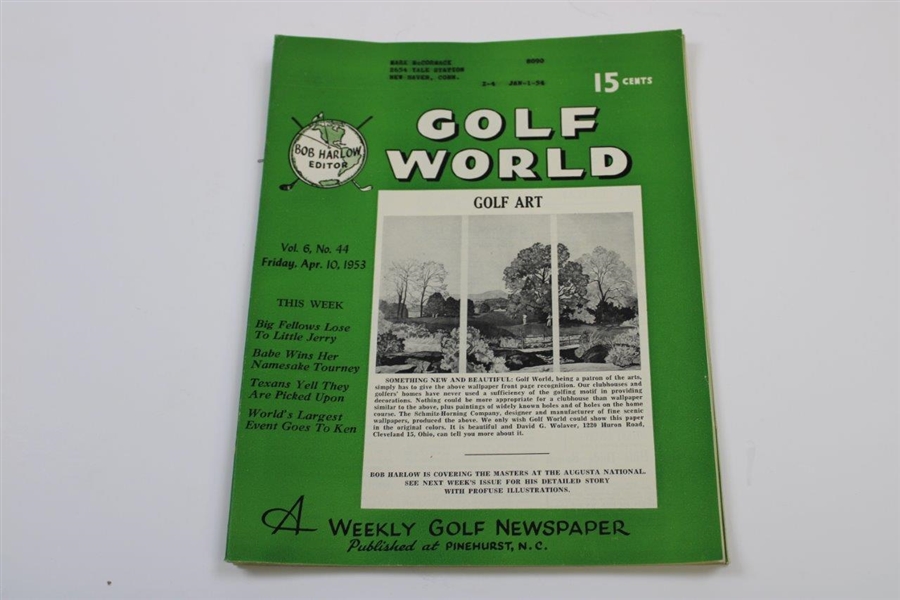 Ten (10) Various Golf World Magazines - 1952-1953 - Belonged to Mark McCormick