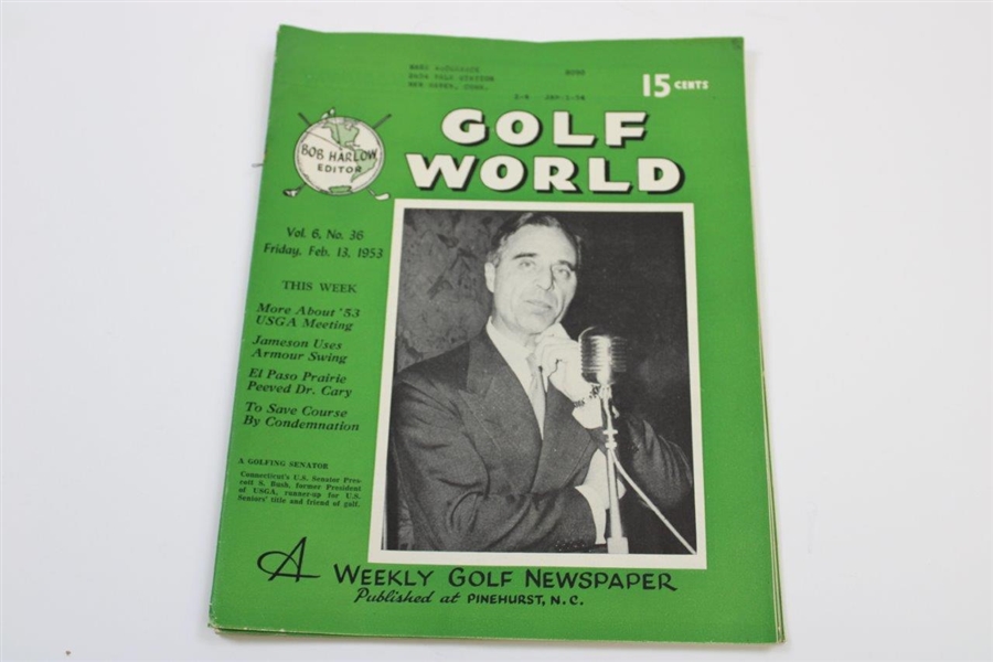 Ten (10) Various Golf World Magazines - 1952-1953 - Belonged to Mark McCormick