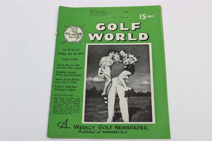 Ten (10) Various Golf World Magazines - 1952-1953 - Belonged to Mark McCormick