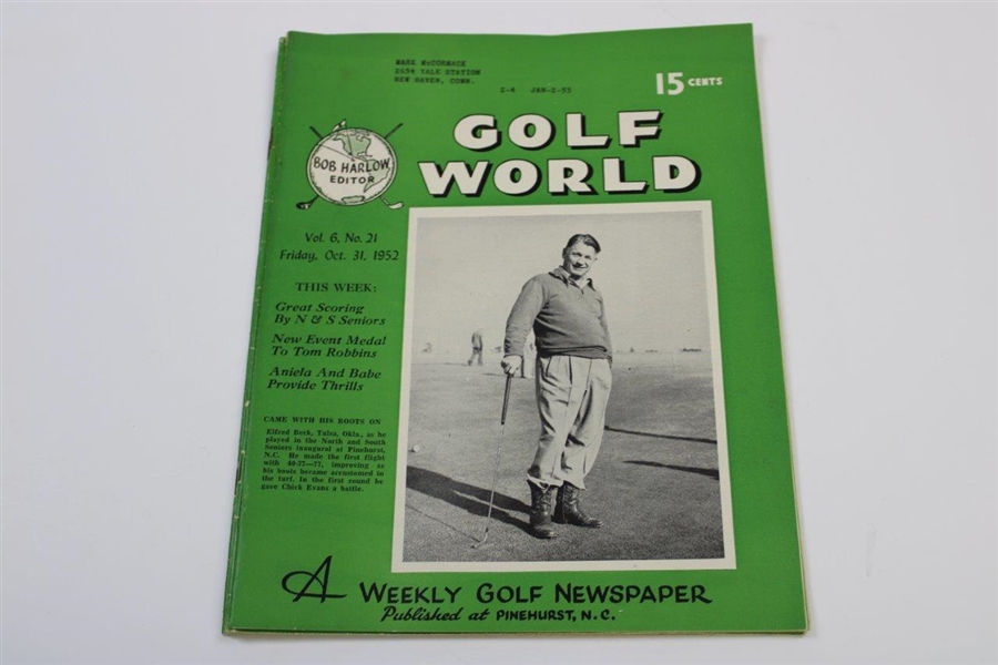 Ten (10) Various Golf World Magazines - 1952 & 1954 - Belonged to Mark McCormick