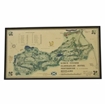 1967 Kings Course Gleneagles Hotel J.P. Izatt Layout Map -James Braid Framed