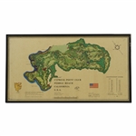 1968 Cypress Point Pebble Beach J.P. Izatt Layout Map - Framed