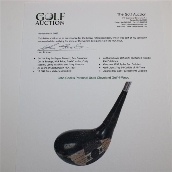 John Cook's Personal Used Cleveland Golf 4-Wood with Lead Tape