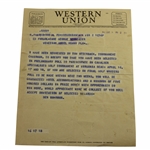 1948 Western Union Invite to Ed Furgol to Play Cavalier Specialists Golf Tournament - March 2nd