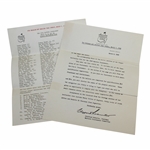 Ed Furgols 1948 The Masters Tournament Augusta Press + Radio w/Players List - 2 Pages