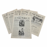 Six (6) 1947-1949 Golf World Magazines:  Jan. 19, Jan. 12, Jan. 26, Feb. 2, Feb. 16 & Feb. 23