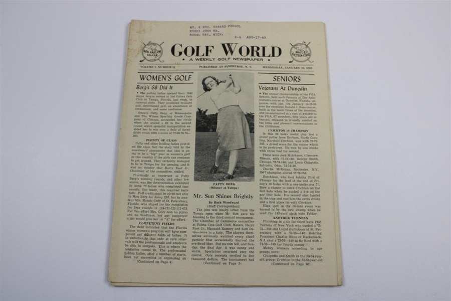 Six (6) 1947-1949 Golf World Magazines:  Jan. 19, Jan. 12, Jan. 26, Feb. 2, Feb. 16 & Feb. 23