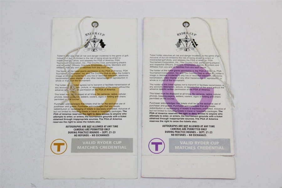 2 Tickets From 1999 Ryder Cup @ The Country Club