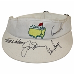 Big 3 Palmer, Nicklaus & Player plus Watson Signed Masters Honorary Starters Logo Visor JSA ALOA