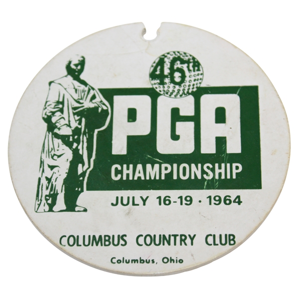 O'Dell Trueblood's Personal 1964 PGA at Columbus CC Bag Tag - Overslept & Missed Tee Time