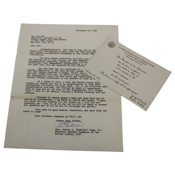 1937 US Am. Winner Lawson Signed USGA Letter & Committee Nomination Certificate JSA ALOA