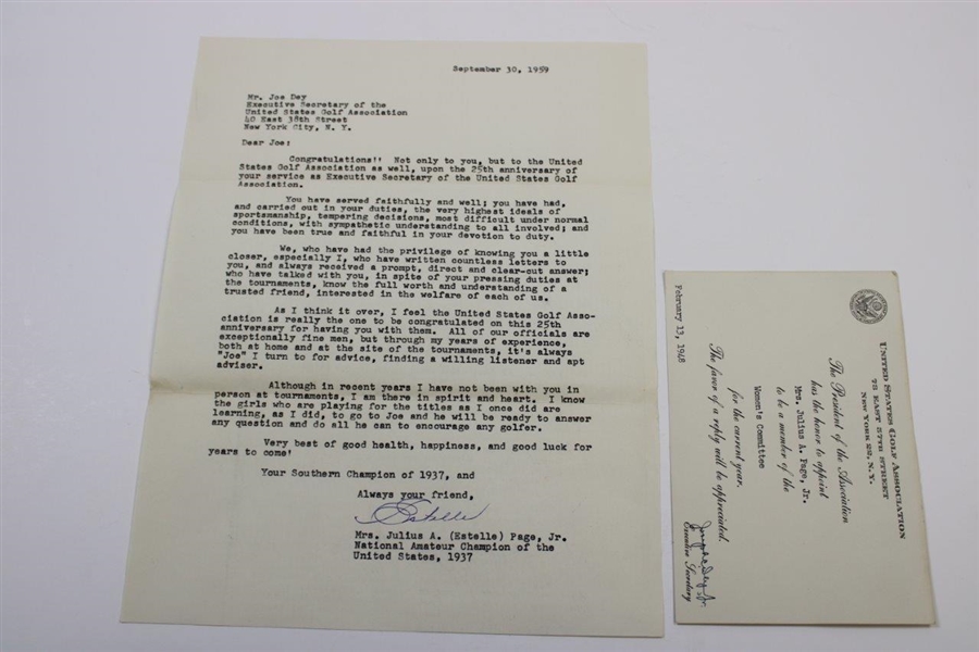 1937 US Am. Winner Lawson Signed USGA Letter & Committee Nomination Certificate JSA ALOA