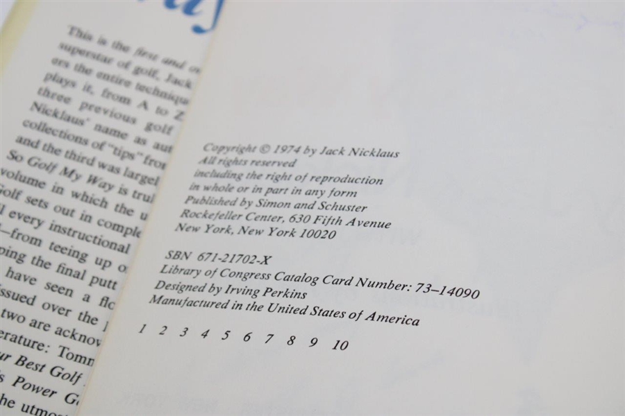 Jack Nicklaus & Jack Grout Signed 1974 'Golf My Way' Book JSA ALOA