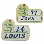 Two (2) Augusta National Golf Club Caddy Badges - John (77) & Louis (14)
