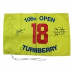 Jack Nicklaus & Tom Watson Signed Turnberry Replica Flag w/Duel in the Sun with Letter JSA ALOA