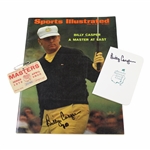 Billy Casper Signed SI Magazine & Augusta National Scorecard w/1970 Masters SERIES Badge JSA ALOA