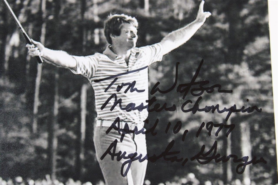 Tom Watson Signed B&W Photo w/'Masters Champion, April 10, 1977, Augusta, Ga.' JSA ALOA