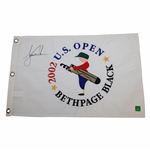 Tiger Woods Signed 2002 US Open at Bethpage Black Embroidered Flag JSA ALOA