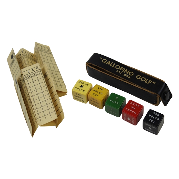 Vintage Galloping Golf Dice Game in Original Case with Two Sheets