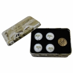 Arnold Palmer 50th Appearance at The Masters Four (4) Logo Golf Balls w/Medallion in Tin