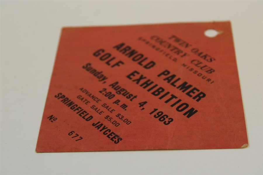 1963 Arnold Palmer Exhibition at Twin Oaks Country Club Ticket #677