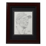 Tiger Woods Original Portrait Pencil Sketch Signed by Artist Robert Fletcher - Framed 