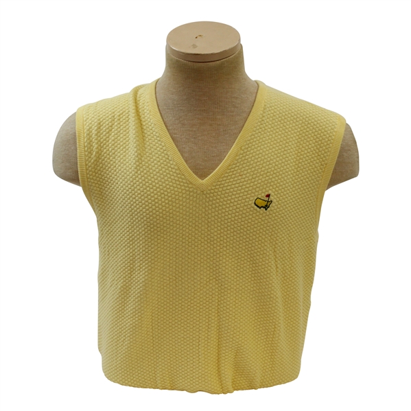 Classic Augusta National Golf Shop Masters Logo Yellow V-Neck Sweater Vest- Medium