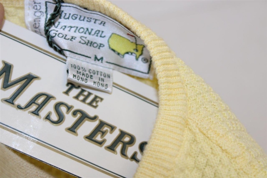 Classic Augusta National Golf Shop Masters Logo Yellow V-Neck Sweater Vest- Medium