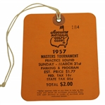 1957 Masters Tournament Sunday Practice Rd Ticket #184 with Original String - Doug Ford Winner