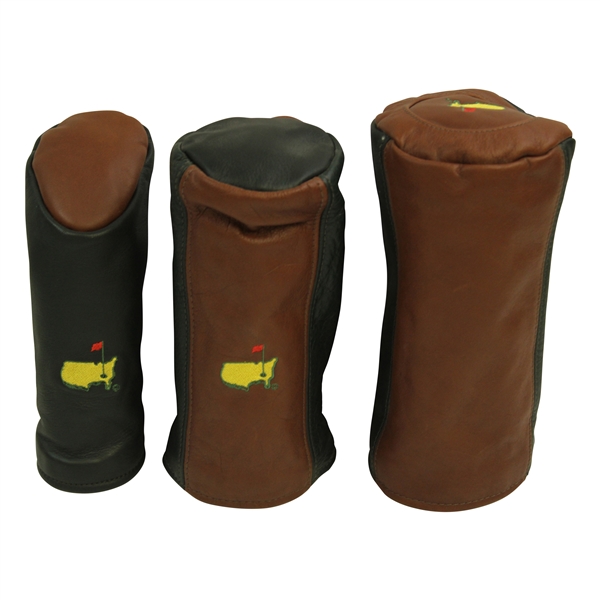 Three (3) '1934' Masters Tournament Leather Head Covers - Driver, Wood & Utility