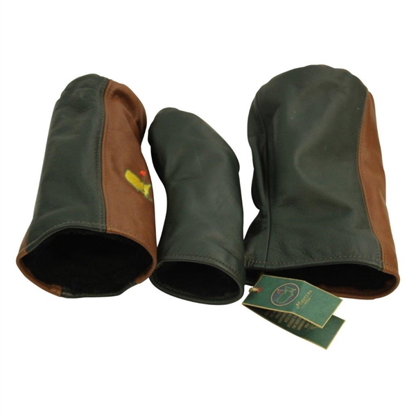 Three (3) '1934' Masters Tournament Leather Head Covers - Driver, Wood & Utility