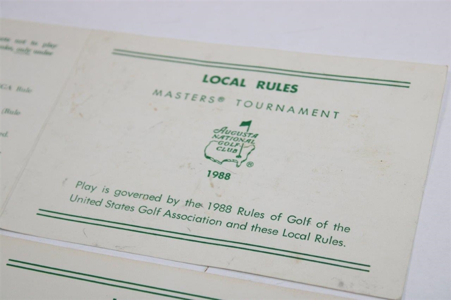 1984, 1988 & 1992 Masters Tournament Local Rules 'Scorecards'
