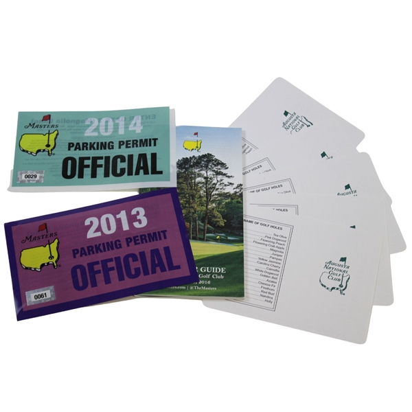 2016 Masters Spec Guide with 2013 & 2014 Parking Passes & 5 Scorecards