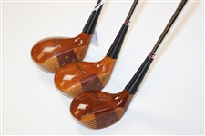 Ben Hogan Woods 1-3-5 Persimmon Heads Oil Hardened Steel Shafts Apex #5 Hogan Grips