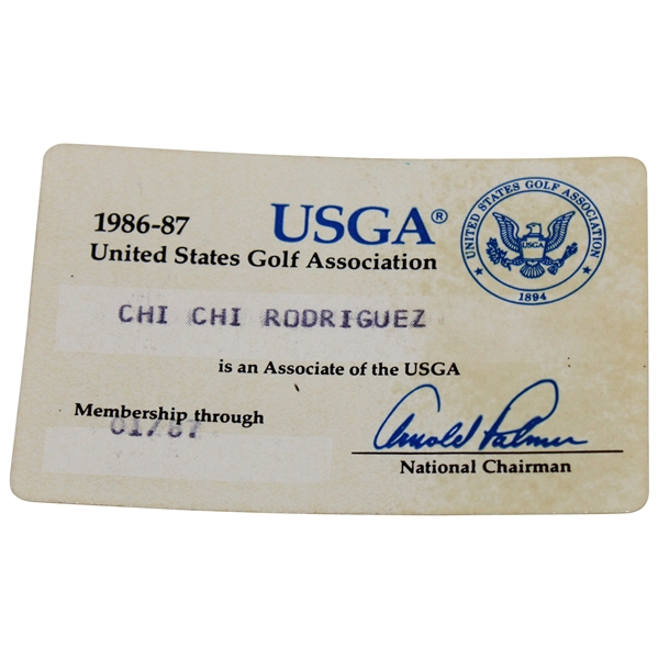 Chi-Chi Rodriguezs 1986-87 USGA Membership Card - Arnold Palmer National Chairman