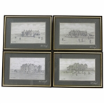 Set of Four (4) Royal & Ancient Clubhouse Development Pictures by Artist Bill Waugh