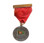 Vintage Green & Red Enameled Flag Unmarked Medal with Ribbon