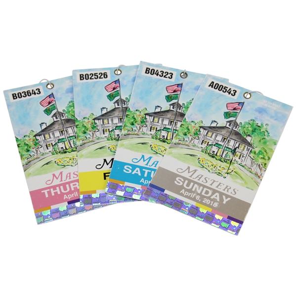 2018 Masters Full Tournament Day Ticket Set - Thursday, Friday, Saturday & Sunday