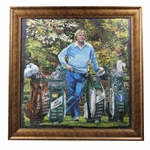 Jack Nicklaus Signed Major Victories Golf Bags Painting Print on Canvas - Framed JSA ALOA