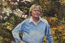 Jack Nicklaus Signed Major Victories Golf Bags Painting Print on Canvas - Framed JSA ALOA