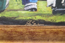 Jack Nicklaus Signed Major Victories Golf Bags Painting Print on Canvas - Framed JSA ALOA