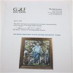 Jack Nicklaus Signed Major Victories Golf Bags Painting Print on Canvas - Framed JSA ALOA