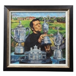 Gary Player With All Four (4) Major Victories Trophies Painting Print - Framed
