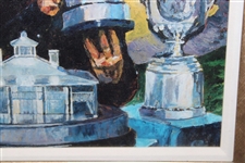 Gary Player With All Four (4) Major Victories Trophies Painting Print - Framed