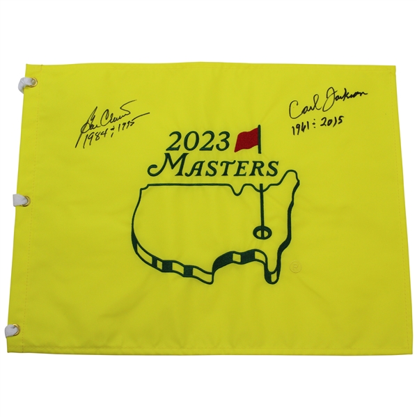 Ben Crenshaw & Carl Jackson Signed 2023 Masters Embroidered Flag JSA ALOA