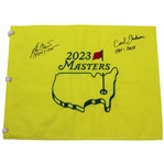 Ben Crenshaw & Carl Jackson Signed 2023 Masters Embroidered Flag JSA ALOA