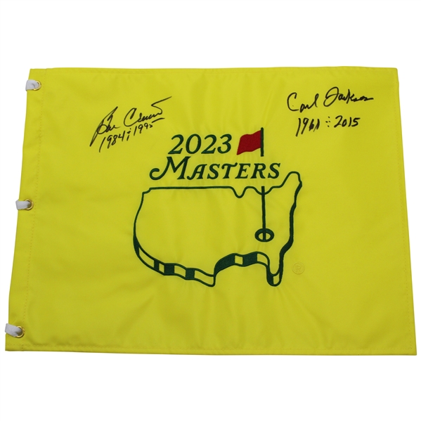 Ben Crenshaw & Carl Jackson Signed 2023 Masters Embroidered Flag JSA ALOA