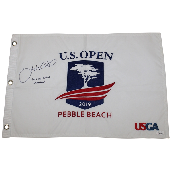 Gary Woodland Signed 2019 Us Open Flag W/Inscription JSA #AH61378