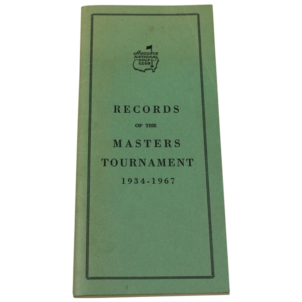 1968 Augusta National GC Records of the Masters Tournament 1934-1967 Booklet