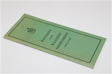 1968 Augusta National GC 'Records of the Masters Tournament 1934-1967 Booklet